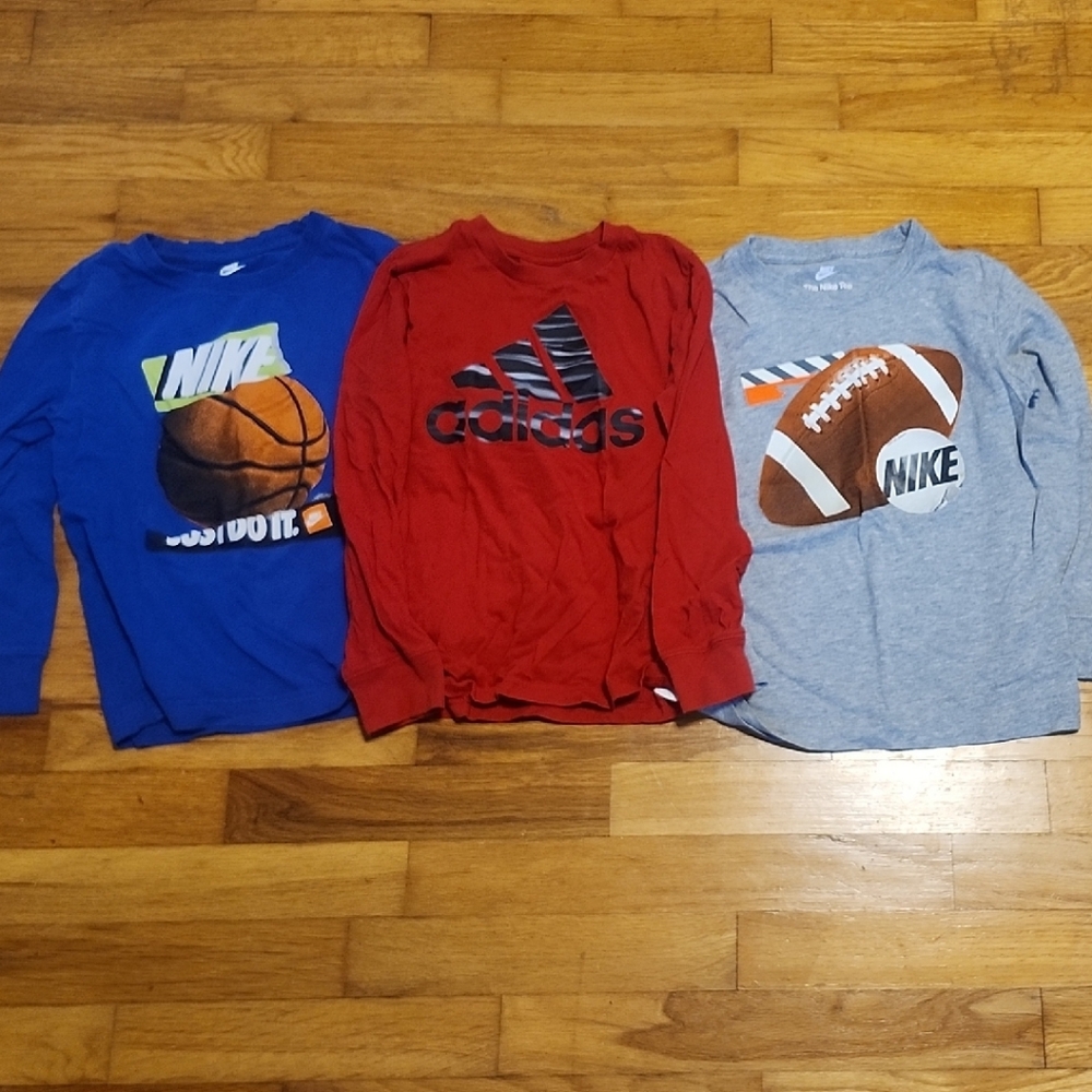 Adidas Red Long Sleeve Kids Tee